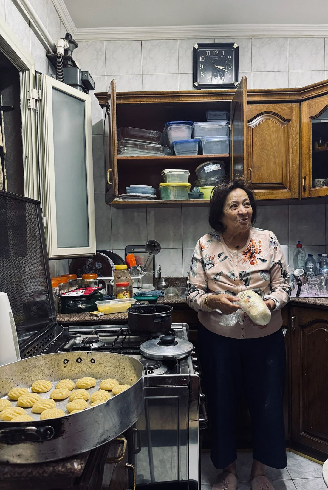 Teta Loula making Kahk in her kitchen